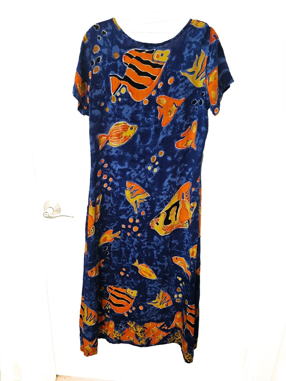 Navy & Orange Fish-Print Maxi Dress - Picture 3 of 5